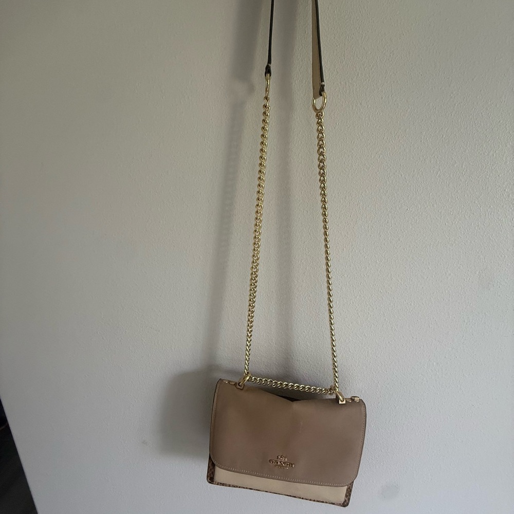 Coach Beige and Gold Crossbody Bag